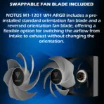 Gamdias Notus M1-1203 ARGB 3-Pack 120mm PWM Fans With 400-1600 RPM, 57.56 CFM Airflow, Hydraulic Bearing, Optional Reversible Blades Included (intake ↔ exhaust) , Low Noise 25dBA, And Motherboard ARGB Sync | BLACK  - Image 5