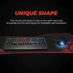 MEETION P100 XL Large Gaming Keyboard Mouse Pad Black, Optimized for Optical & Laser Mice, Precision Accuracy, Fat Rubber & Anti-slip Base, Awesome Design, Unique Shape, 790*345*5mm Huge Size - Image 2