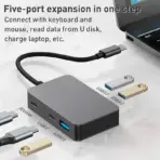 5 in 1 USB-C / Type-C to USB3.0 & Type-C Multifunctional Docking Station HUB Adapter - High Speed Transmission - (Dark Grey) BYL-2316