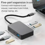 5 in 1 USB-C / Type-C to USB3.0 & Type-C Multifunctional Docking Station HUB Adapter - High Speed Transmission - (Dark Grey) BYL-2316