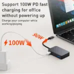 5 in 1 USB-C / Type-C to USB3.0 & Type-C Multifunctional Docking Station HUB Adapter - High Speed Transmission - (Dark Grey) BYL-2316 - Image 2