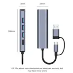 5-in-2 Adapter Converter USB 3.0/USB C HUB to ( RJ45 Gigabit Ethernet 3x USB 3.0 1, Type C ) , USB Docking Station Compact Multiport , BYL-2208TU - Image 4