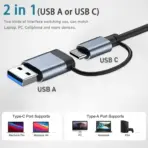 5-in-2 Adapter Converter USB 3.0/USB C HUB to ( RJ45 Gigabit Ethernet 3x USB 3.0 1, Type C ) , USB Docking Station Compact Multiport , BYL-2208TU - Image 3