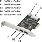 PCIe Firewire Card, PCI-E X1 to IEEE 1394 3X 6Pin & 1x 4Pin with Low Profile Bracket for Video,Photo - Image 2
