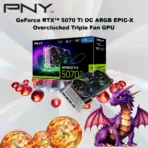 PNY GeForce RTX 5070 Ti OC ARGB EPIC-X  Overclocked Triple Fan GPU 16GB GDDR7 Blackwell Architecture With 8,960 CUDA Cores & 2.3 GHz Clock Speed , DLSS 4 Ray Tracing PCIe 5.0 HDMI DP 2.1