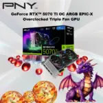 PNY GeForce RTX 5070 Ti OC ARGB EPIC-X  Overclocked Triple Fan GPU 16GB GDDR7 Blackwell Architecture With 8,960 CUDA Cores & 2.3 GHz Clock Speed , DLSS 4 Ray Tracing PCIe 5.0 HDMI DP 2.1