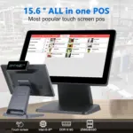 GSAN MOV T3 Retail ALL in One POS Terminal Machine for Business With Wi-Fi, Point of Sale Cash Register with Intel® Core i5 - 5ᵗʰ Gen , 8GB Memory, and 265GB SSD , 15.6″ Touch Screen +  LED8N 11 Digit Customer VFD Display  - 4 USB , VGA , Serial Com , RJ45 Ports – BLACK