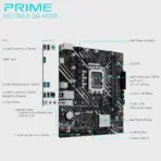 ASUS PRIME H610M-K D4 ARGB micro-ATX DDR4 Motherboard , LGA1700 , PCIe 4.0, M.2 slot, 2 x DDR4 DIMM, SATA 6 Gbps, AI Noise Cancelation, Aura Sync , for Intel® Core 12th / 13th / 14th Gen  - Image 2