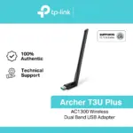 TP-Link Archer T3U Plus | AC1300 High Gain USB Wi-Fi Adapter | Dual Band | MU-MIMO | USB 3.0 | Windows & macOS Compatible | External Antenna