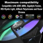Fractal Prisma AL18 RGB PWM 2-Pack  High-Airflow 180mm ARGB Fans With LLS Bearings, PWM 300–1200 RPM Range, Uniform Glow Ring, High Static Pressure And Wide Compatibility | Black ~ FD-FAN-PRI-AL18-PWM-2P - Image 6