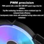 Fractal Prisma AL18 RGB PWM 2-Pack  High-Airflow 180mm ARGB Fans With LLS Bearings, PWM 300–1200 RPM Range, Uniform Glow Ring, High Static Pressure And Wide Compatibility | Black ~ FD-FAN-PRI-AL18-PWM-2P - Image 4