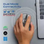 Promate Flixi Dual-Mode Wireless Mouse With Bluetooth 5.1 & 2.4GHz, 6-Button Ergonomic Design, Silent Clicks, Adjustable 800/1200/1600 DPI, 500mAh Rechargeable Battery | BLACK - Image 2