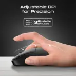 Promate Flixi Dual-Mode Wireless Mouse With Bluetooth 5.1 & 2.4GHz, 6-Button Ergonomic Design, Silent Clicks, Adjustable 800/1200/1600 DPI, 500mAh Rechargeable Battery | BLACK - Image 5