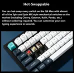Keychron Q6 Max QMK/VIA Wireless Customizable Mechanical RGB Keyboard with Gateron Jupiter Red Switches 100% Full-size Layout; Full Aluminum Body ; Hot-Swappable Double-shot PBT keycaps ; 256KB Flash Core ; 1000Hz Polling Rate 2.4 GHz wireless, Bluetooth 5.1, and Type-C wired Connectivity ; Double-gasket ; for Mac & Windows  - Image 5