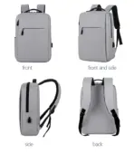 Business Slim Formal Laptop Backpack for up to 15.6 Inch - Durable Oxford Textile - USB Charging Port - Organized Compartments - Waterproof - Heavily Padded for Sensitive Electronics Impact Protection - GREY - Image 5