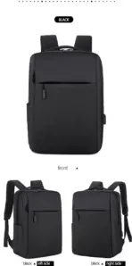 Business Slim Formal Laptop Backpack for up to 15.6 Inch - Durable Oxford Textile - USB Charging Port - Organized Compartments - Waterproof - Heavily Padded for Sensitive Electronics Impact Protection - BLACK - Image 9