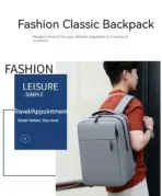 Business Slim Formal Laptop Backpack for up to 15.6 Inch - Durable Oxford Textile - USB Charging Port - Organized Compartments - Waterproof - Heavily Padded for Sensitive Electronics Impact Protection - GREY - Image 6