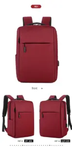 Business Slim Formal Laptop Backpack for up to 15.6 Inch - Durable Oxford Textile - USB Charging Port - Organized Compartments - Waterproof - Heavily Padded for Sensitive Electronics Impact Protection - RED - Image 8