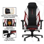 APEX SEAT "Ignition XL" Gaming Chair With 160KG Capacity, PU+Velvet+Suede Upholstery, Recline 90–141°, 4D Armrests, Magnetic Headrest, Class-4 Gas Lift, Frog Mechanism, Iron Base , ≤160KG Capacity| RACING BLACK RED WHITE - Image 17