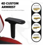 APEX SEAT "Ignition XL" Gaming Chair With 160KG Capacity, PU+Velvet+Suede Upholstery, Recline 90–141°, 4D Armrests, Magnetic Headrest, Class-4 Gas Lift, Frog Mechanism, Iron Base , ≤160KG Capacity| RACING BLACK RED WHITE - Image 13