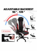 APEX SEAT "Ignition XL" Gaming Chair With 160KG Capacity, PU+Velvet+Suede Upholstery, Recline 90–141°, 4D Armrests, Magnetic Headrest, Class-4 Gas Lift, Frog Mechanism, Iron Base , ≤160KG Capacity| RACING BLACK RED WHITE - Image 14
