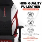 APEX SEAT "Ignition XL" Gaming Chair With 160KG Capacity, PU+Velvet+Suede Upholstery, Recline 90–141°, 4D Armrests, Magnetic Headrest, Class-4 Gas Lift, Frog Mechanism, Iron Base , ≤160KG Capacity| RACING BLACK RED WHITE - Image 16