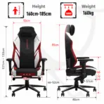 APEX SEAT "Ignition XL" Gaming Chair With 160KG Capacity, PU+Velvet+Suede Upholstery, Recline 90–141°, 4D Armrests, Magnetic Headrest, Class-4 Gas Lift, Frog Mechanism, Iron Base , ≤160KG Capacity| RACING BLACK RED WHITE - Image 19