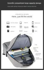 Slim Multifunctional Laptop Backpack - Waterproof - Recharge USB Port  - Shock Protection for Electronics - Inner Pocket Compartments Practical for Business Travel , University & School - Grey - Image 12