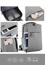 Business Slim Formal Laptop Backpack for up to 15.6 Inch - Durable Oxford Textile - USB Charging Port - Organized Compartments - Waterproof - Heavily Padded for Sensitive Electronics Impact Protection - GREY - Image 38