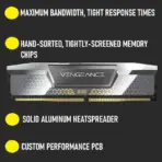 COSRAIR VENGEANCE® 48GB DDR5 CUDIMM RAM Kit ( 2x 24GB ) 7000MT/s , CL36 Low Latency, Aluminum Heatspreader, Intel XMP 3.0 Ready / Optimized for Intel® 800 Series  | Iridescent Chrome ~ CMKC96GX5M4X7000C36 - Image 5