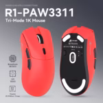 ATTACK SHARK R1 Wireless Gaming Mouse 59g Superlight, PixArt PAW3311 18,000 DPI Sensor, Tri-Mode Wired/2.4G/BT5.2, 65-Hour Battery, 1000Hz, Red