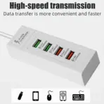 GEATIX Power Socket Fast Charger | 4 USB High-Speed Ports | Universal Charging Hub | Smart IC Protection | Compact Design | Fast Charge & Data Sync