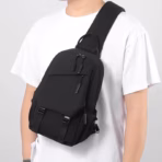EZ EXP030 Sling Bag – Multi-Compartment Waterproof Oxford Crossbody for Daily, Business & Travel Use | Black - Image 2