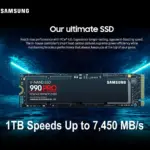 SAMSUNG 990 PRO SSD 1TB PCIe 4.0 M.2 2280 Internal Solid State Hard Drive, Seq. Read Speeds Up to 7,450 MB/s for High End Computing, Gaming, and Heavy Duty Workstations