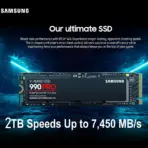SAMSUNG 990 PRO SSD 2TB PCIe 4.0 M.2 2280 Internal Solid State Hard Drive, Seq. Read Speeds Up to 7,450 MB/s for High End Computing, Gaming, and Heavy Duty Workstations | MZ-V9P2T0BW
