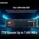 SAMSUNG 990 PRO SSD 2TB PCIe 4.0 M.2 2280 Internal Solid State Hard Drive, Seq. Read Speeds Up to 7,450 MB/s for High End Computing, Gaming, and Heavy Duty Workstations | MZ-V9P2T0BW