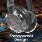 Promate TransTune Wireless ANC Headphones – Bluetooth 5.3, 40mm Drivers, RGB Lights, Active Noise Cancellation, 40H Playback, USB-C Charging, AUX Support, Hi-Fi Stereo Over-Ear Headset | SILVER - Image 11