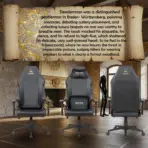 APEX SEAT SLENDERMAN Gaming Chair With PU Leather + Velvet + Suede Upholstery ,  90–155°  Recline , 2D Armrests,  Class 4 Gas Lift, Metal Frame , Memory Foam  , Backrest Cushion & Magnetic Headrest Included | SLEEK BLACK ~ AP-2155 - Image 2