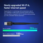 LB-Link AX300 Wi-Fi 6 Wireless USB Adapter 2.4GHz with 300Mbps Speed, External 5dBi High Gain Antenna, WPA2 Security, Compatible with Win7/10/11 & Linux for Desktop and Laptop Use | BL-WN300AX - Image 5