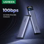 UGREEN M.2 NVMe & SATA SSD Aluminum Alloy Enclosure - Dual Protocol M.2 to USB Type-C SSD Adapter - Supports M.2 2230, M.2 2242, M.2 2260, M.2 2280 - 10Gbps Speed ,Up to 2TB Capacity , For Windows/macOS/Linux | SILVER ~ CM767 - 15813 