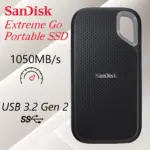 SanDisk 2TB NVMe Extreme Go Portable External SSD, USB 3.2 Gen 2 USB-C, Up to 1050MB/s Read Speed, Up to 1000MB/s Write Speed, IP65 Water Resistance, Black 
