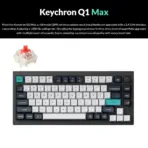 Keychron Q1 Max Hotswap Wireless RGB Mechanical Keyboard with Knob 75% Layout (84 Keys) , Aluminum Frame , 2.4 GHz Wireless Connection or Bluetooth 5.1 or Type-C wired Connectivity , Gateron Jupiter Red Switches , KSA Double-shot PBT Keycaps , Windows Mac OS | Q1M-M1 - Image 3