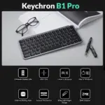 Keychron B1 Pro Lightweight Ultra-portable Compact 75% Keyboard with 2.4 GHz / BT / Type-C Wired Connectivity ; Extended Battery Life ; 12 Multimedia Keys & Quick Emoji Access ; Concave Ergonomic Keys  ; Supports macOS / Windows / Linux  | SPACE GREY B1P-K1