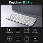 Keychron B1 Pro Lightweight Ultra-portable Compact 75% Keyboard with 2.4 GHz / BT / Type-C Wired Connectivity ; Extended Battery Life ; 12 Multimedia Keys & Quick Emoji Access ; Concave Ergonomic Keys  ; Supports macOS / Windows / Linux  | IVORY WHITE B1P-K8