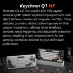 Keychron Q1 HE QMK Wireless Custom 75% Layout Metal RGB Keyboard with Hall Effect Gateron Double-rail Magnetic Nebula Switches ; 1000 Hz 2.4 GHz Mode or Bluetooth 5.1 for up to 3 Device Connectivity , 0.2 mm to 3.8 mm Adjustable Actuation Points ; Dynamic Rapid Trigger ; Four Actions Per Key ; OSA Profile PBT Keycaps ; Windows and macOS | CARBON BLACK Q1H-M1 - Image 2