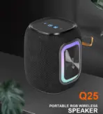 KISONLI Q25 RGB Bluetooth Speaker – 12W Output, 1800mAh Battery, TWS Support, BT 5.3, USB/TF/FM, RGB Light, Full-Range Audio, Portable for Home, Party, Outdoor