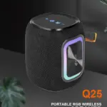 KISONLI Q25 RGB Bluetooth Speaker – 12W Output, 1800mAh Battery, TWS Support, BT 5.3, USB/TF/FM, RGB Light, Full-Range Audio, Portable for Home, Party, Outdoor