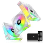 ASIAHORSE FS S001 ARGB 120mm Fan 3-Pack White – High Airflow, 800–1800RPM, Hydraulic Bearing, 57CFM, 6-Pin with Hub Controller, Low Noise - Image 2