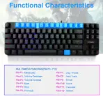 E-YOOSO K630 Wired Mechanical Gaming Keyboard – 87 Keys, Blue Switches, Anti-Ghosting, Ergonomic Design, 12 Multimedia Keys, Windows & Mac Compatible - Image 3