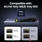UGREEN M.2 NVMe & SATA SSD Aluminum Alloy Enclosure - Dual Protocol M.2 to USB Type-C SSD Adapter - Supports M.2 2230, M.2 2242, M.2 2260, M.2 2280 - 10Gbps Speed ,Up to 2TB Capacity , For Windows/macOS/Linux | SILVER ~ CM767 - 15813  - Image 3